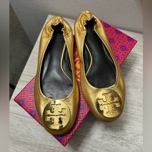 Gold Tory Burch Flats - Size 7.5